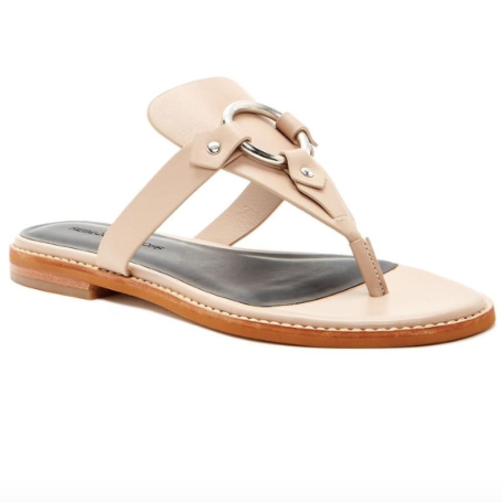 Rebecca Minkoff Sheena T-strap Beige O-Ring Slides